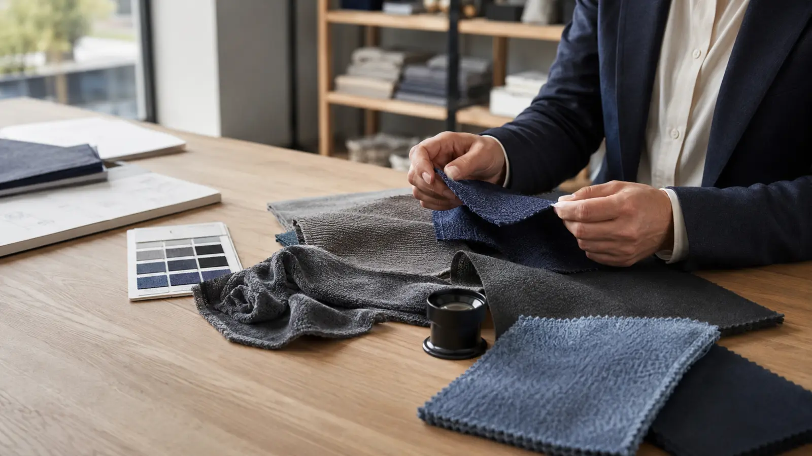 Mikrofiber dokularını değerlendiren ürün uzmanı