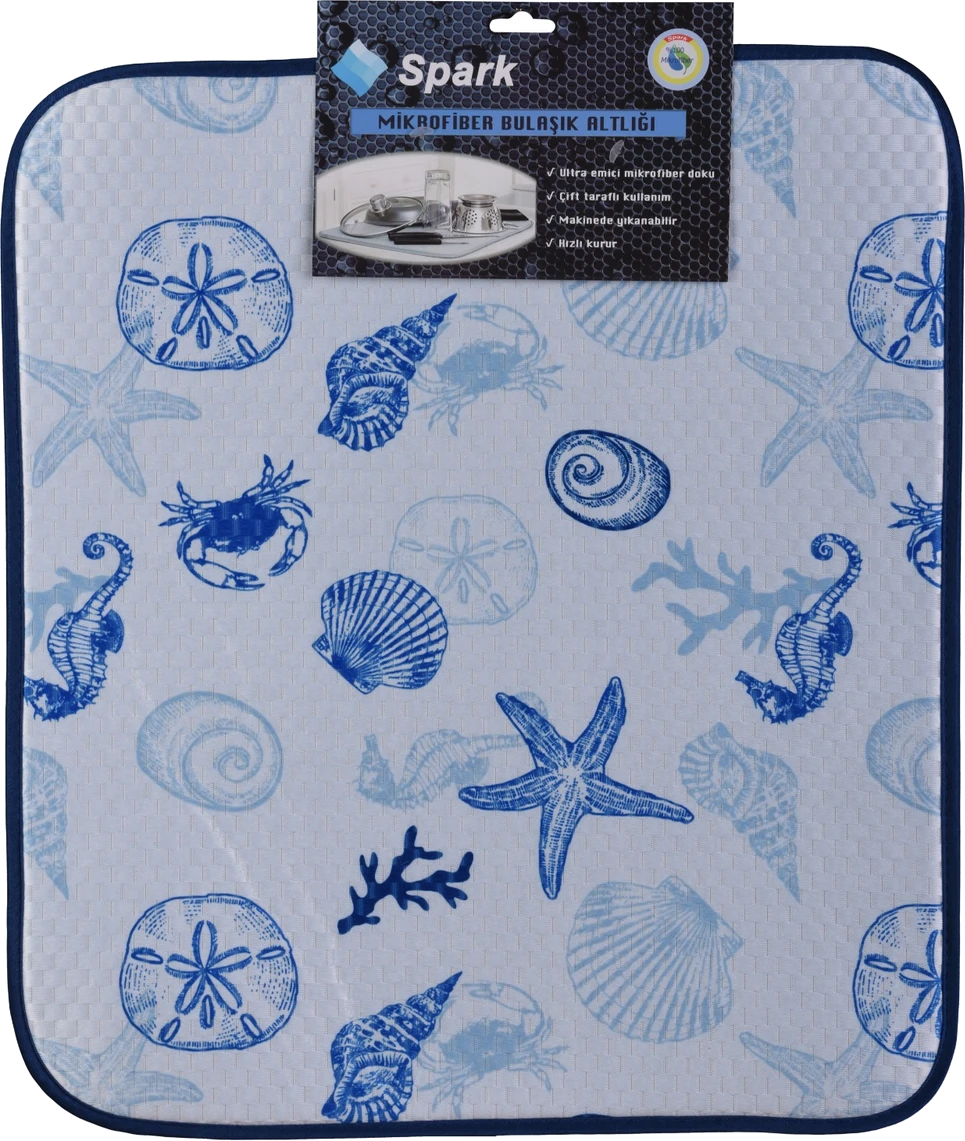 Mikrofiber Bulaşık Altlığı mavi desen